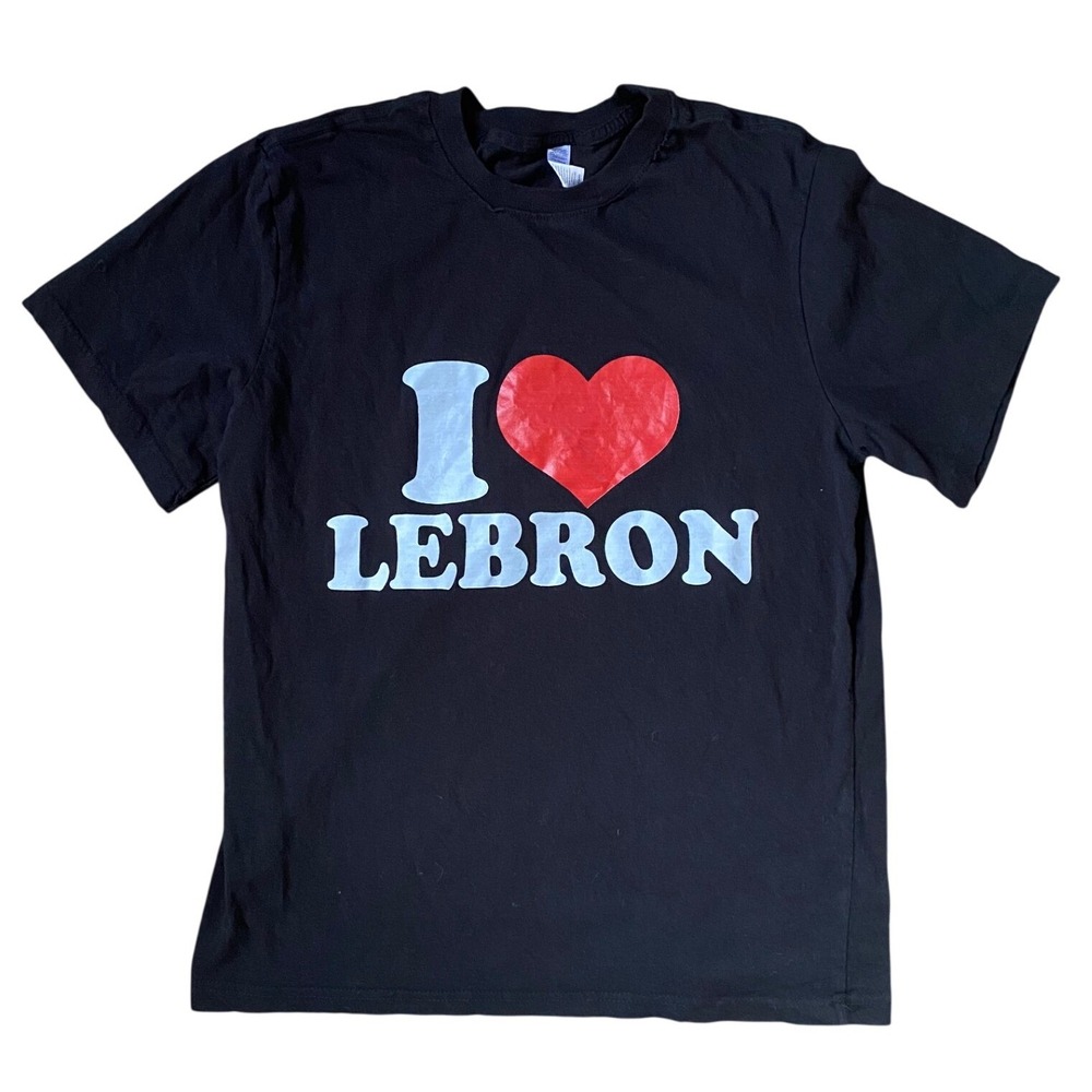 I‎ Heart Lebron Basketball Graphic Tee Mens Medium Black Short Sleeve Cotton Tee